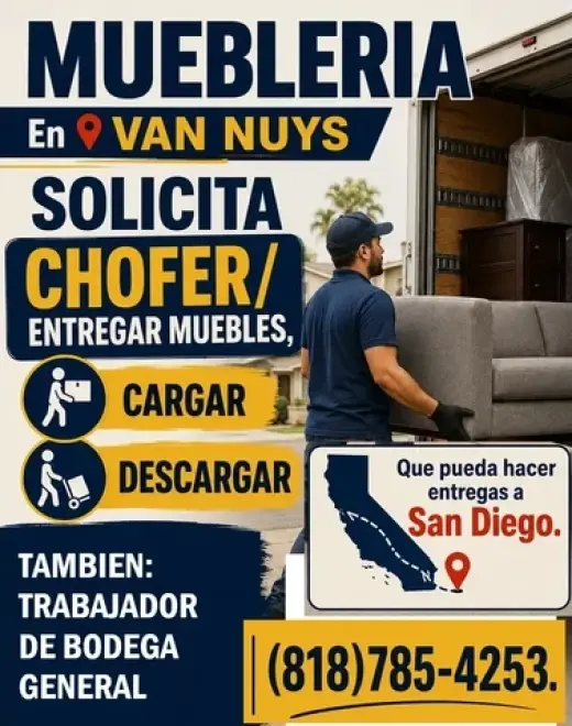 CHOFER y BODEGERO en📍VAN NUYS