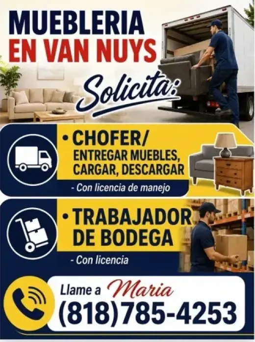 CHOFER y BODEGERO en📍VAN NUYS