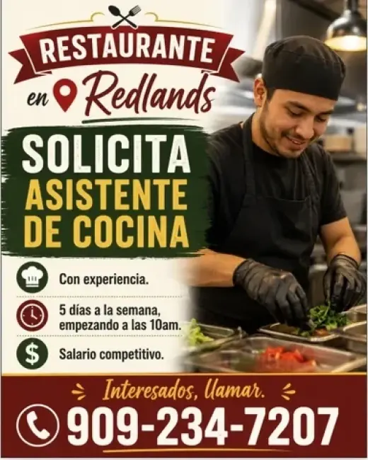 ASISTENTE DE COCINA📍 Redlands