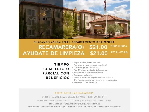 ¡Únete a nuestro equipo en el Ayres Hotel Laguna Woods!
