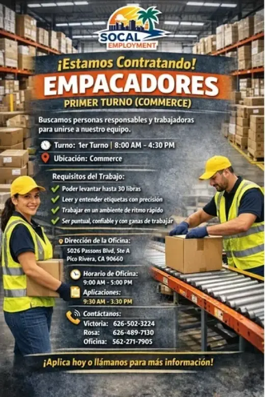 Empacadoras para Commerce 1ro