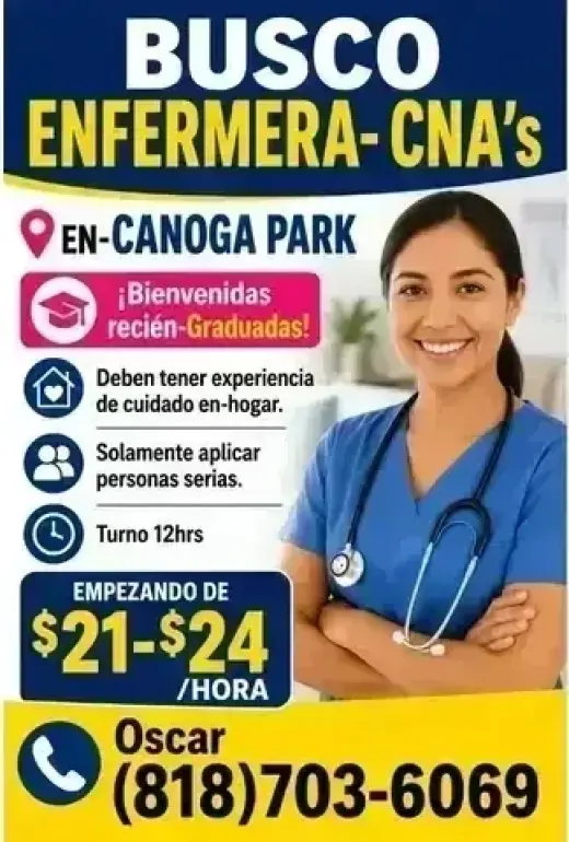 BUSCO ENFERMERA $21-$24/hr📍