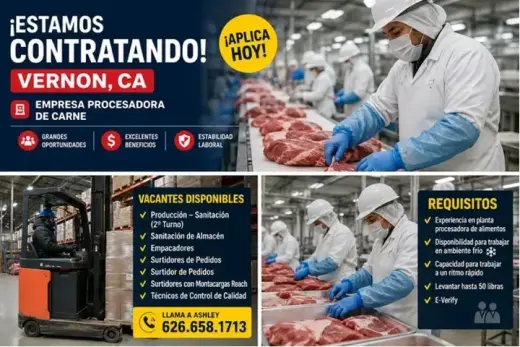 ¡MUCHOS TRABAJOS EN VERNON!
