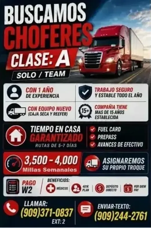 🚚BUSCAMOS CHOFERES CLASE:A