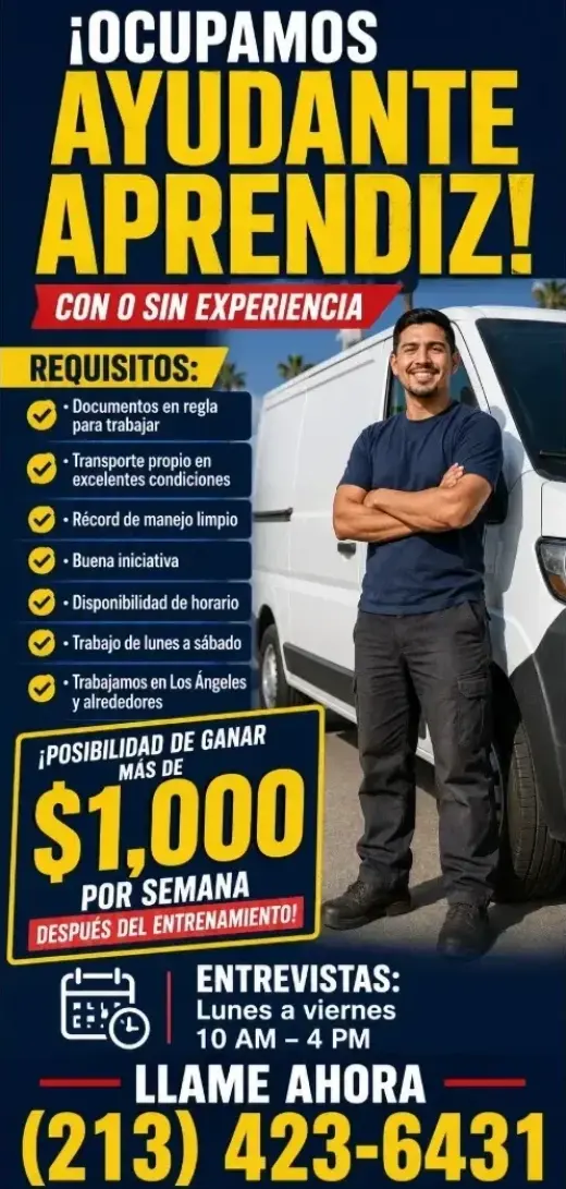 OCUPAMOS AYUDANTE APRENDIZ