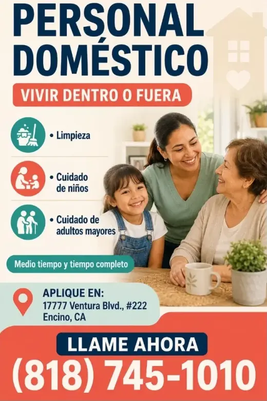 SOLICITO PERSONAL DOMESTICO en Encino
