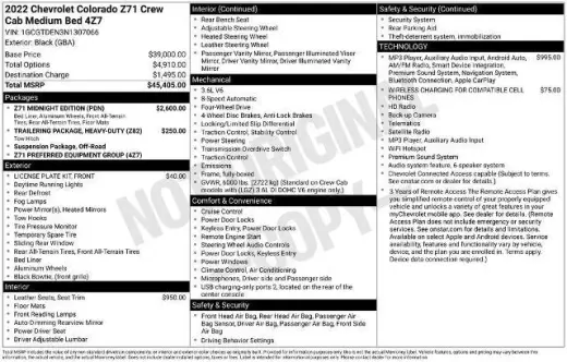 Chevrolet Colorado 2022 4x4 Z71 4dr Crew Cab 5 ft. SB