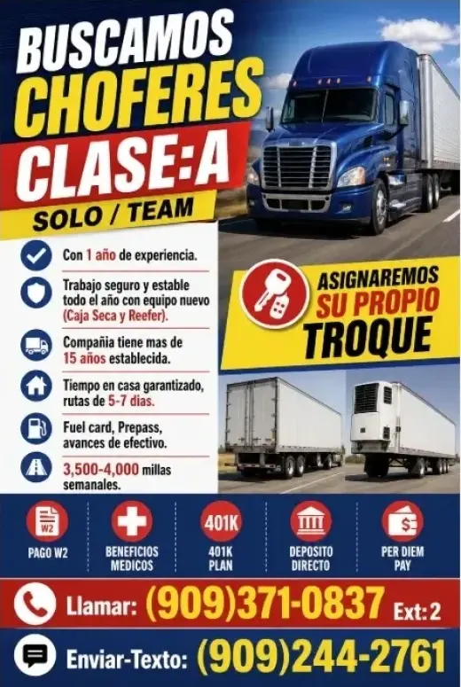 🚚BUSCAMOS CHOFERES CLASE:A