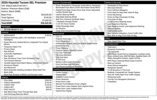Hyundai TUCSON 2026 SEL Premium 4p SUV