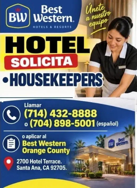 HOTEL en📍 SANTA ANA Esta Contratando HOUSEKEEPERS