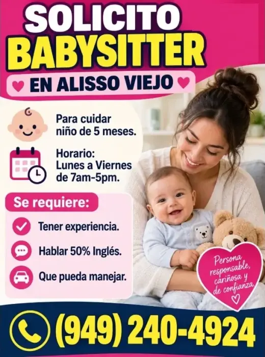 SOLICITO BABYSITTER  EN 📍ALISSO VIEJO