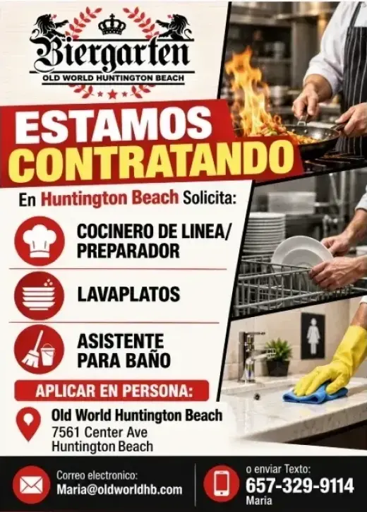 📌COCINERO DE LINEA/PREPARADOR 📌LAVAPLATOS 📌ASISTENTE PARA BAÑO