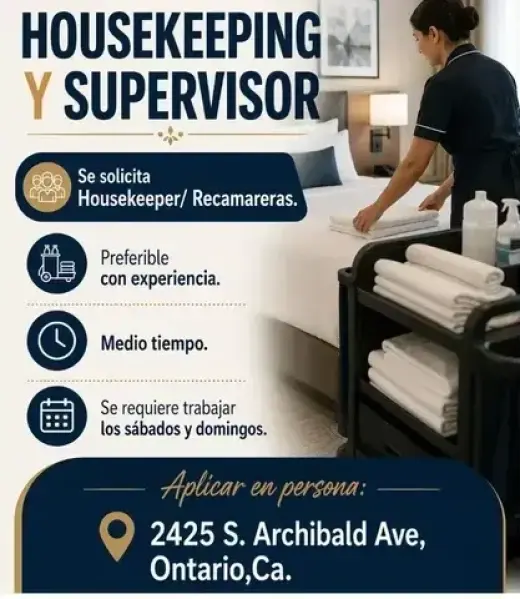 HOUSEKEEPING Y SUPERVISOR📍