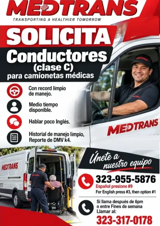 🚨BUSCAMOS CONDUCTORES (Clase C) 🚚de camionetas médicas.🚨📍SB