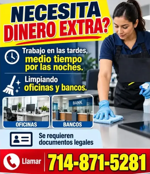 ¿NECESITA DINERO EXTRA? Limpiando oficinas y bancos
