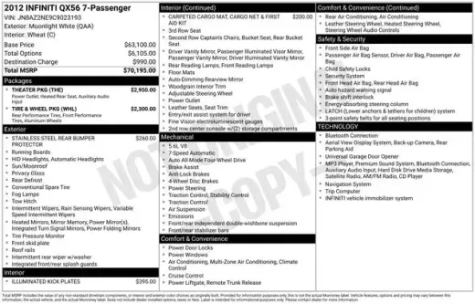 INFINITI QX56 2012 4x4 Base 4dr SUV