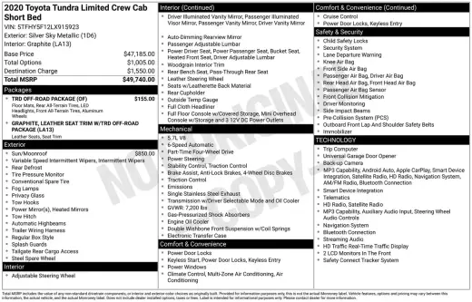 Toyota Tundra 2020 4x4 Limited 4dr CrewMax Cab Pickup SB