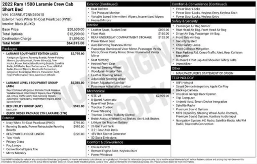 Ram 1500 2022 4x2 Laramie 4p Cab 5.6 ft. SB Pickup