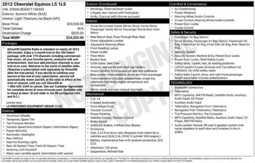 Chevrolet Equinox 2012 LS 4dr SUV