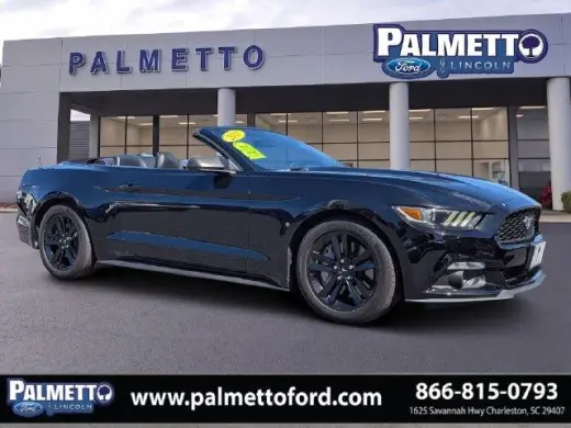 Ford Mustang 2015 EcoBoost Premium 2dr Convertible en Negro 2015 Ford Mustang EcoBoost Premium RWD 6-Velocidades Automática con Select-Shift EcoBoost 2.3L I4 GTDi DOHC Turbocharged VCT Ubicacion en 1625 Savannah Hwy en Charleston Carolina del Sur. Llama a
