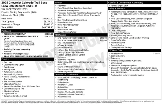 Chevrolet Colorado 2025 4x4 Trail Boss Cabina Crew de 4 puertas, carrocería corta de 5 pies
