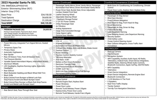 Hyundai SANTA FE 2023 AWD SEL 4dr Crossover