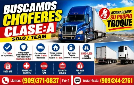 🚚BUSCAMOS CHOFERES CLASE:A