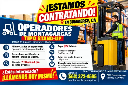 🚨 ¡ESTAMOS CONTRATANDO en 📍COMMERCE, CA!