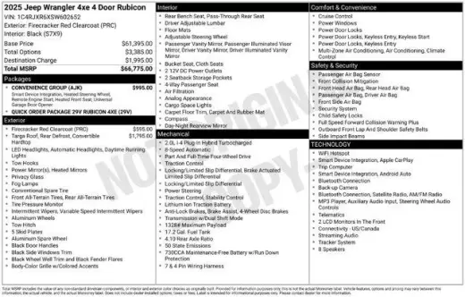 Jeep Wrangler 2025 4x4 Rubicon 4xe 4dr SUV