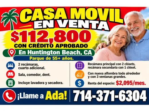 VENDO CASA MOVIL En Parque de 55+ años📍Huntington Beach, CA