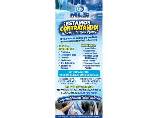 🌟💙 ¡MÁGIC LAUNDRY SERVICES INC. ESTÁ CONTRATANDO! 💙🌟