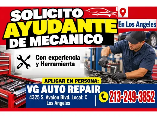 SOLICITO AYUDANTE DE MECÁNICO📍Los Angeles