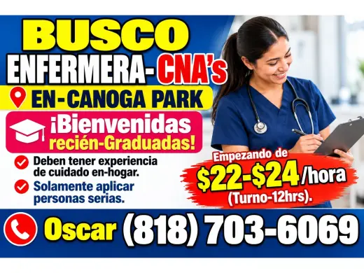 BUSCO ENFERMERA- CNA's  EN-📍CANOGA PARK,