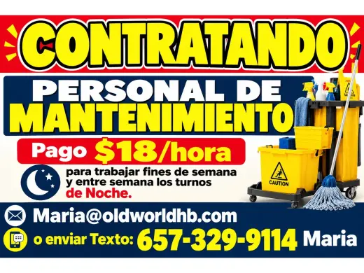 CONTRATANDO   PERSONAL DE MANTENIMIENTO