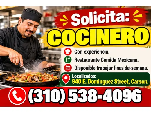 SOLICITO COCINERO📍Carson