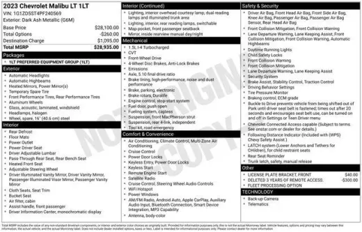 Chevrolet Malibu 2023 LT 4dr Sedan w/1LT