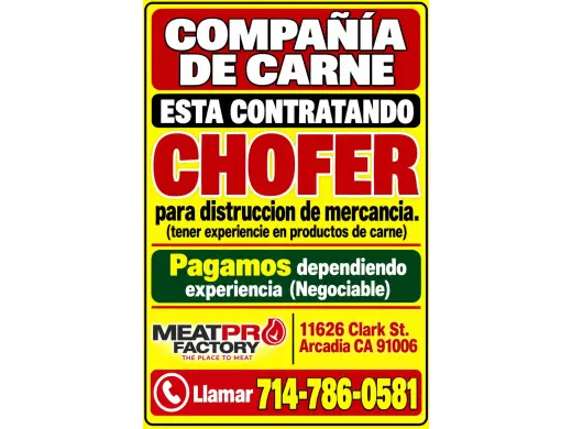 COMPAÑIA DE CARNE🥩 ESTA CONTRATANDO 🚚CHOFER