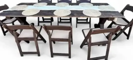 Farm tables, draping, marque n