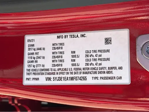 2021 Tesla Model 3 Standard Range Plus