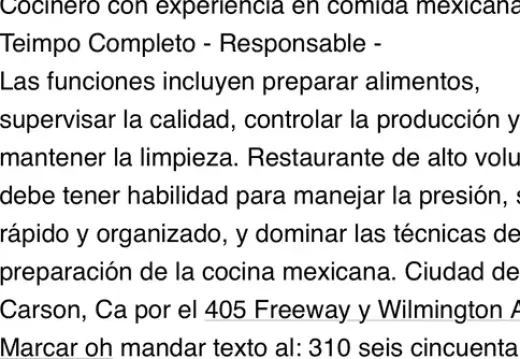 Cosinero CON Experiencia