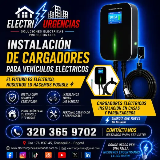 Instalación de cargadores para vehículos eléctricos.