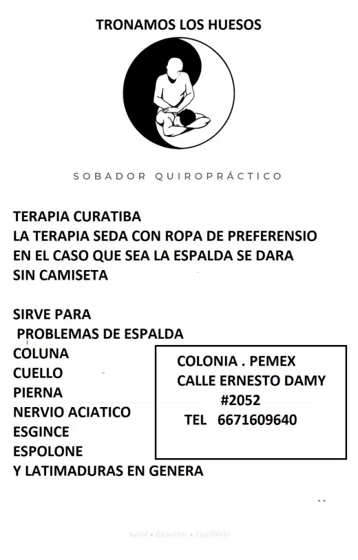 Terapia sobador Quiropráctica  para Problemas de Espalda y Articulaciones