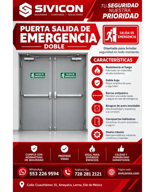 PUERTA DOBLE DE  SALIDA DE EMERGENCIA