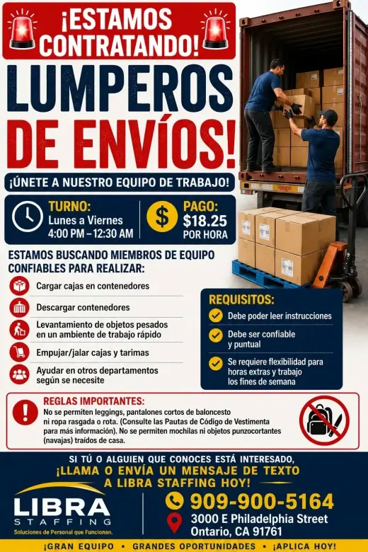 ¡Se Busca Personal de Carga - Salario Competitivo!