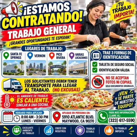 ¡Oportunidades de Trabajo General Disponibles!