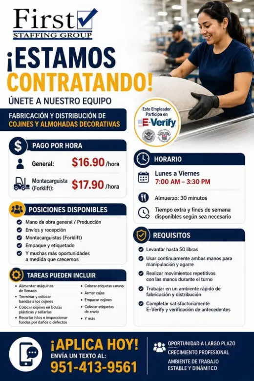 Oportunidades de Empleo en Fabricación de Cojines y Almohadas Decorativas