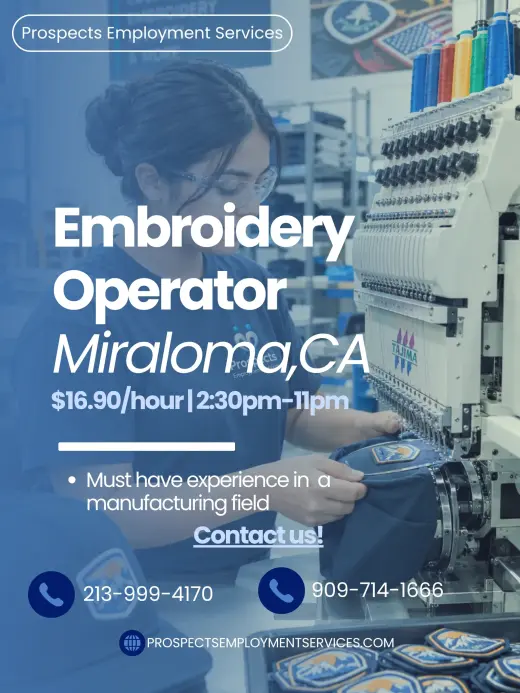 Direct Embroidery Operator in Miraloma