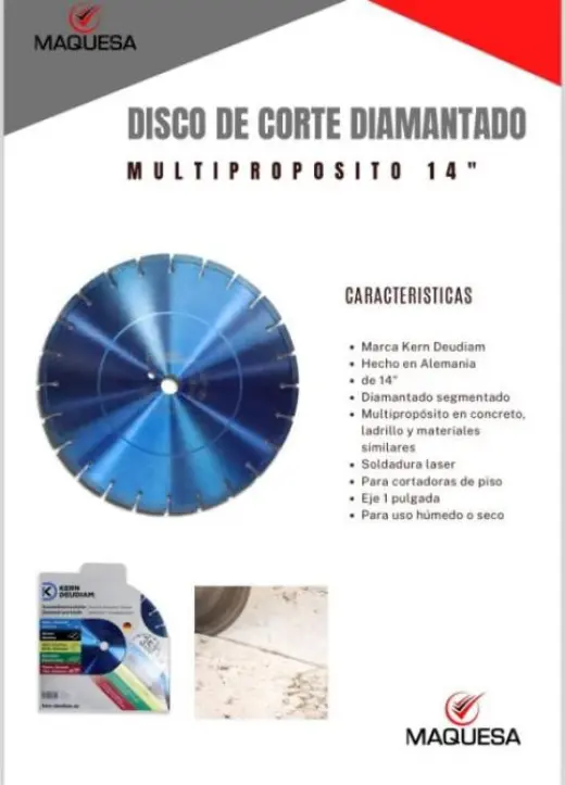 Discos Diamantados Multi propositos 14 Pulg. KERN GERMANY.