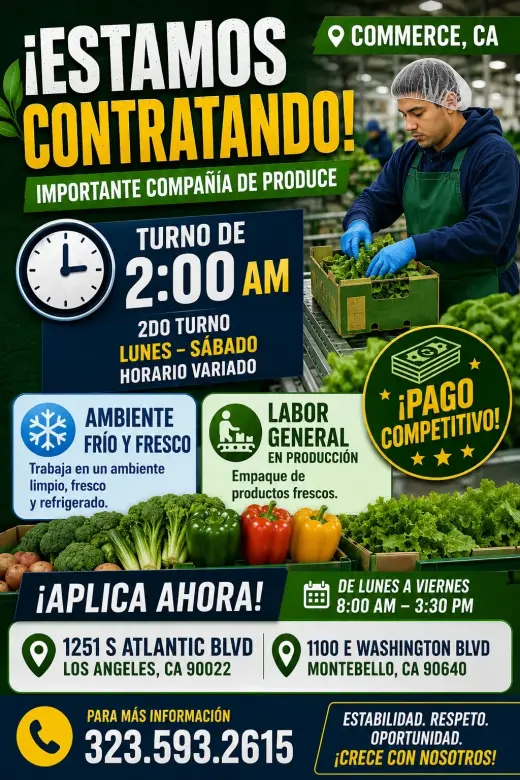 Oportunidades de Empleo en Compañía de Vegetales