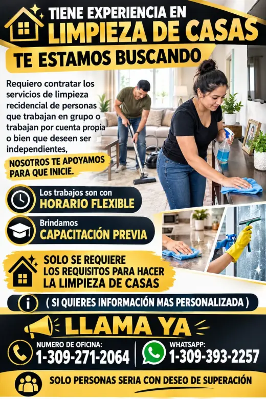 OFERTA DE EMPLEO EN LA LIMPIEZA DE HOGAR